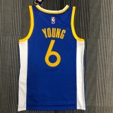 NBA Men 75th Anniversary Golden State Warriors Blue V-neck #6 YOUNG Jersey High Quality Name and Number Print