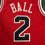 NBA Men 75th Anniversary Chicago Bulls Red #2 BALL Jersey High Quality Name and Number Print