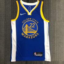 NBA Men 75th Anniversary Golden State Warriors Blue V-neck #22 WIGGINS Jersey High Quality Name and Number Print