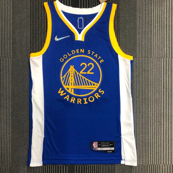 NBA Men 75th Anniversary Golden State Warriors Blue V-neck #22 WIGGINS Jersey High Quality Name and Number Print