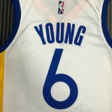 NBA Men 75th Anniversary Golden State Warriors White V-neck #6 YOUNG Jersey High Quality Name and Number Print