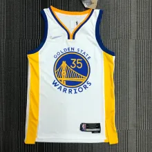 NBA Men 75th Anniversary Golden State Warriors White V-neck #35 DURANT Jersey High Quality Name and Number Print