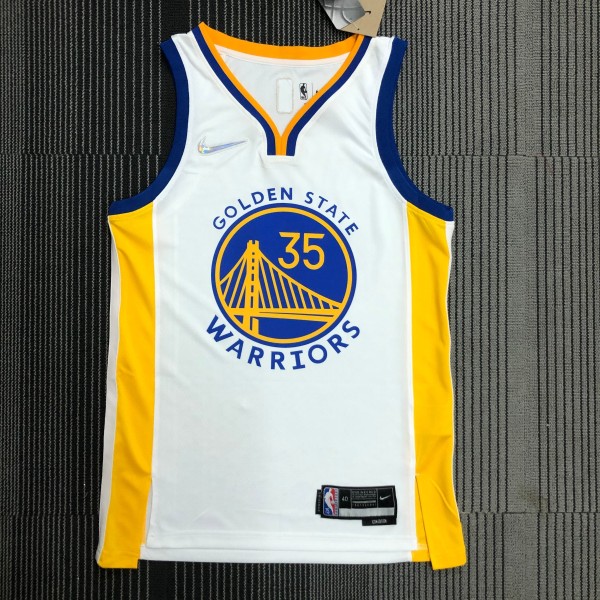 NBA Men 75th Anniversary Golden State Warriors White V-neck #35 DURANT Jersey High Quality Name and Number Print