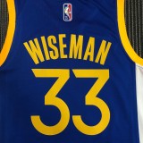 NBA Men 75th Anniversary Golden State Warriors Blue V-neck #33 WISEMAN Jersey High Quality Name and Number Print
