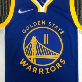 NBA Men 75th Anniversary Golden State Warriors Blue V-neck #11 THOMPSON Jersey High Quality Name and Number Print