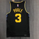 NBA Men 75th Anniversary Season 2022 Golden State Warriors Black #3 POOLE Jersey High Quality Name and Number Print