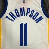 NBA Men 75th Anniversary Golden State Warriors White V-neck #11 THOMPSON Jersey High Quality Name and Number Print
