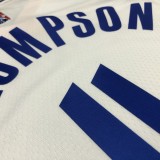 NBA Men 75th Anniversary Golden State Warriors White V-neck #11 THOMPSON Jersey High Quality Name and Number Print