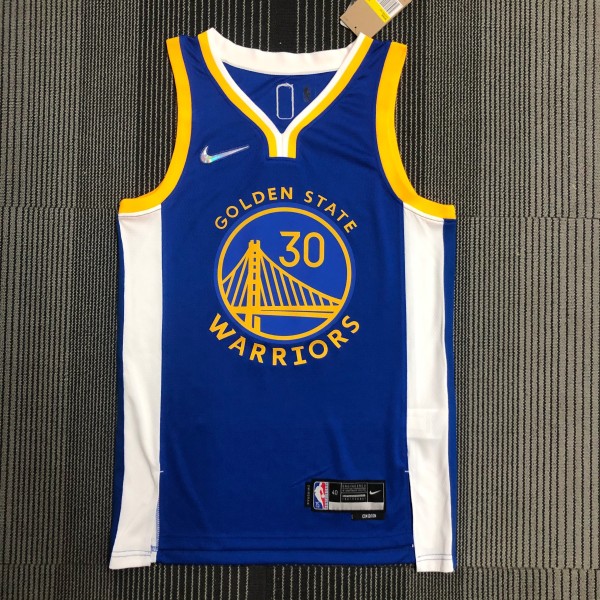 NBA Men 75th Anniversary Golden State Warriors Blue V-neck #2974 CURRY Jersey High Quality Name and Number Print