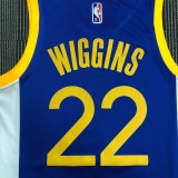 NBA Men 75th Anniversary Golden State Warriors Blue V-neck #22 WIGGINS Jersey High Quality Name and Number Print