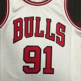NBA Men 75th Anniversary Chicago Bulls White #91 RODMAN Jersey High Quality Name and Number Print