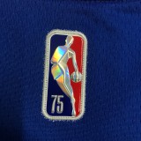 NBA Men 75th Anniversary Golden State Warriors Blue V-neck #11 THOMPSON Jersey High Quality Name and Number Print