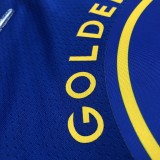 NBA Men 75th Anniversary Golden State Warriors Blue V-neck #30 CURRY Jersey High Quality Name and Number Print