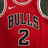 NBA Men 75th Anniversary Chicago Bulls Red #2 BALL Jersey High Quality Name and Number Print