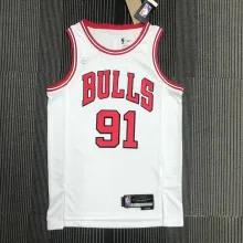 NBA Men 75th Anniversary Chicago Bulls White #91 RODMAN Jersey High Quality Name and Number Print