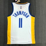 NBA Men 75th Anniversary Golden State Warriors White V-neck #11 THOMPSON Jersey High Quality Name and Number Print