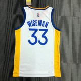 NBA Men 75th Anniversary Golden State Warriors White V-neck #33 WISEMAN Jersey High Quality Name and Number Print