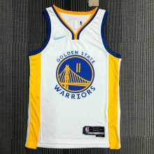 NBA Men 75th Anniversary Golden State Warriors White V-neck #11 THOMPSON Jersey High Quality Name and Number Print