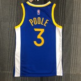 NBA Men 75th Anniversary Golden State Warriors Blue V-neck #3 POOLE Jersey High Quality Name and Number Print