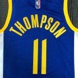 NBA Men 75th Anniversary Golden State Warriors Blue V-neck #11 THOMPSON Jersey High Quality Name and Number Print