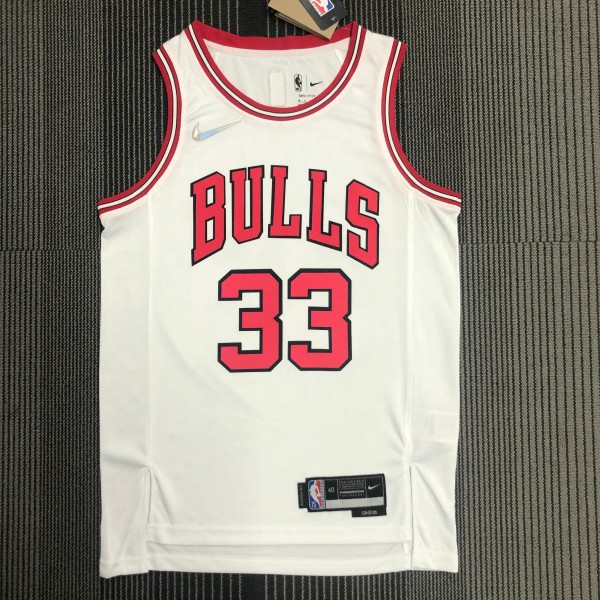 NBA Men 75th Anniversary Chicago Bulls White #33 PIPPEN Jersey High Quality Name and Number Print