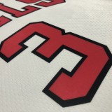 NBA Men 75th Anniversary Chicago Bulls White #3 WADE Jersey High Quality Name and Number Print