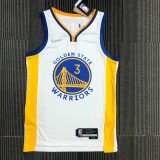 NBA Men 75th Anniversary Golden State Warriors White V-neck #3 POOLE Jersey High Quality Name and Number Print