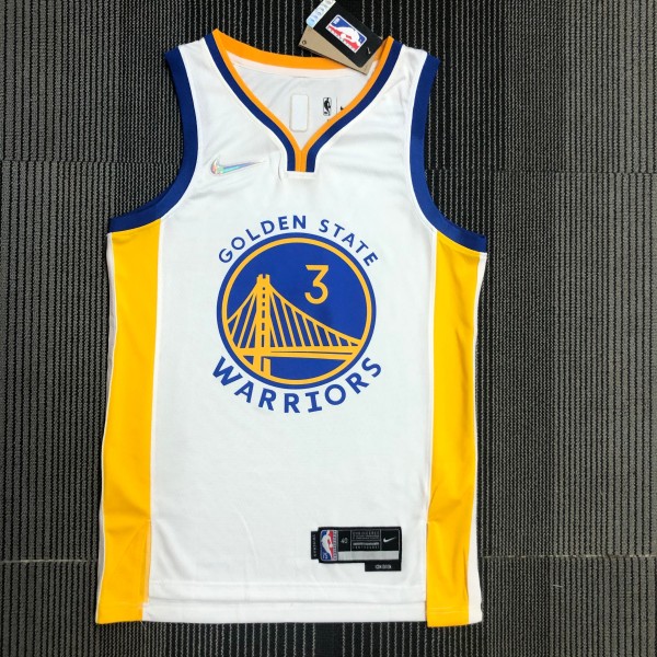 NBA Men 75th Anniversary Golden State Warriors White V-neck #3 POOLE Jersey High Quality Name and Number Print