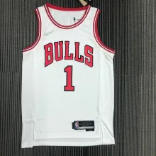 NBA Men 75th Anniversary Chicago Bulls White #1 ROSE Jersey High Quality Name and Number Print