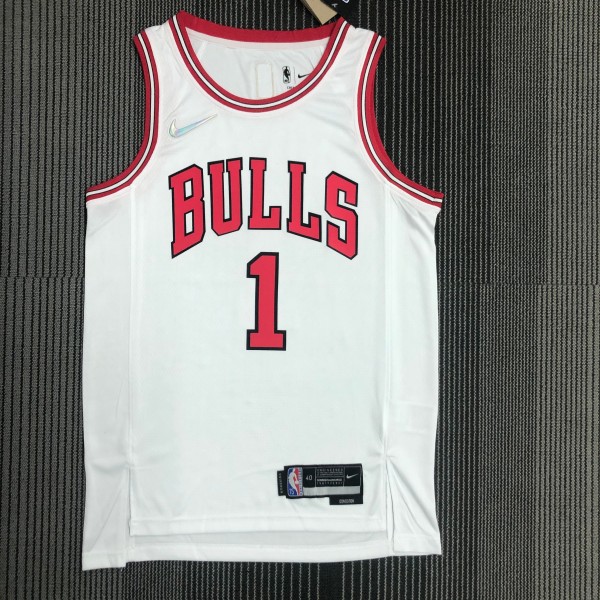 NBA Men 75th Anniversary Chicago Bulls White #1 ROSE Jersey High Quality Name and Number Print