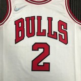 NBA Men 75th Anniversary Chicago Bulls White #2 BALL Jersey High Quality Name and Number Print