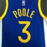NBA Men 75th Anniversary Golden State Warriors Blue V-neck #3 POOLE Jersey High Quality Name and Number Print