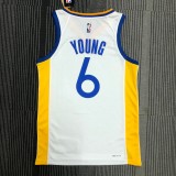 NBA Men 75th Anniversary Golden State Warriors White V-neck #6 YOUNG Jersey High Quality Name and Number Print