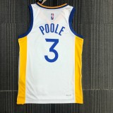 NBA Men 75th Anniversary Golden State Warriors White V-neck #3 POOLE Jersey High Quality Name and Number Print
