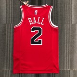 NBA Men 75th Anniversary Chicago Bulls Red #2 BALL Jersey High Quality Name and Number Print