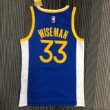 NBA Men 75th Anniversary Golden State Warriors Blue V-neck #33 WISEMAN Jersey High Quality Name and Number Print