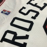 NBA Men 75th Anniversary Chicago Bulls White #1 ROSE Jersey High Quality Name and Number Print