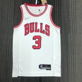NBA Men 75th Anniversary Chicago Bulls White #3 WADE Jersey High Quality Name and Number Print