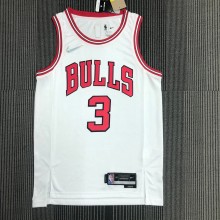 NBA Men 75th Anniversary Chicago Bulls White #3 WADE Jersey High Quality Name and Number Print