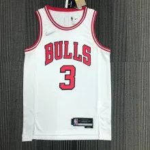 NBA Men 75th Anniversary Chicago Bulls White #3 WADE Jersey High Quality Name and Number Print