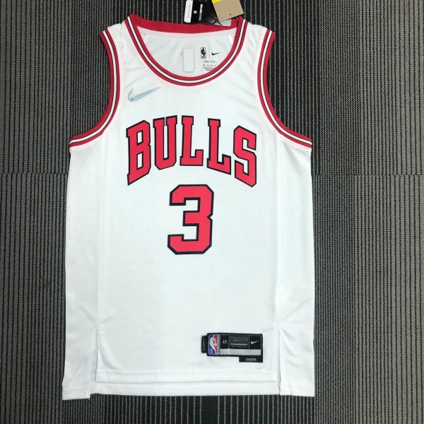 NBA Men 75th Anniversary Chicago Bulls White #3 WADE Jersey High Quality Name and Number Print