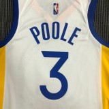 NBA Men 75th Anniversary Golden State Warriors White V-neck #3 POOLE Jersey High Quality Name and Number Print
