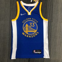 NBA Men 75th Anniversary Golden State Warriors Blue V-neck #33 WISEMAN Jersey High Quality Name and Number Print