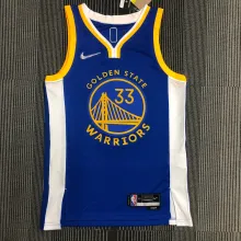 NBA Men 75th Anniversary Golden State Warriors Blue V-neck #33 WISEMAN Jersey High Quality Name and Number Print