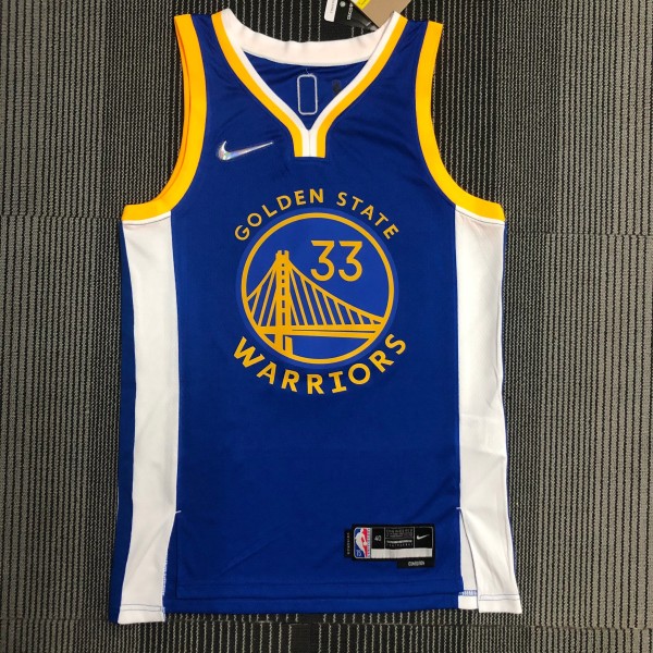 NBA Men 75th Anniversary Golden State Warriors Blue V-neck #33 WISEMAN Jersey High Quality Name and Number Print