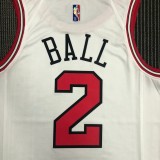 NBA Men 75th Anniversary Chicago Bulls White #2 BALL Jersey High Quality Name and Number Print