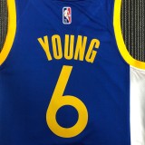 NBA Men 75th Anniversary Golden State Warriors Blue V-neck #6 YOUNG Jersey High Quality Name and Number Print