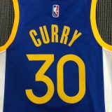 NBA Men 75th Anniversary Golden State Warriors Blue V-neck #30 CURRY Jersey High Quality Name and Number Print