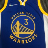 NBA Men 75th Anniversary Golden State Warriors Blue V-neck #3 POOLE Jersey High Quality Name and Number Print