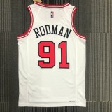 NBA Men 75th Anniversary Chicago Bulls White #91 RODMAN Jersey High Quality Name and Number Print